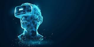 Digitized render of a human wearing virtual reality goggles